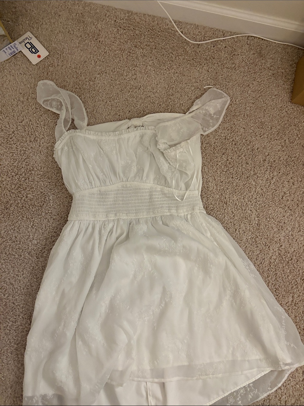 Hollister White Ruffle Strap Mini Dress
